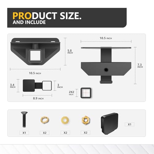 YZONA Tow Hitch 2 Inch, for Ram Hitch Trailer Kit, Class 3 III Rear Bumper Towing Receiver Compatible with 2003-2018 Dodge Ram 1500 & 19-24 Ram 1500 Classic & 03-13 Ram 2500 3500 Tow Combo with Cover - size: Ram Hitch