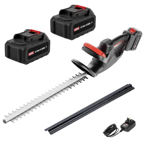 MZK 20V 22-Inch Cordless Hedge Trimmer with 2 x 4Ah Batteries - size: 22in blade
