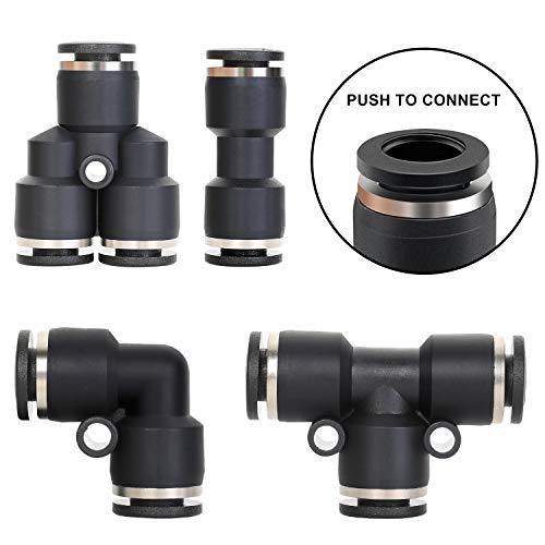Hromee Air Line Tubing Kit, 1/4 Inch (6.35MM) OD x 32.8 Feet Polyurethane PU Tube and Push to Connect Fittings, 14 PCS Compressed Pipe and Accessories Kit - size: 1/4 inch