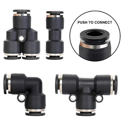 Hromee Air Line Tubing Kit, 1/4 Inch (6.35MM) OD x 32.8 Feet Polyurethane PU Tube and Push to Connect Fittings, 14 PCS Compressed Pipe and Accessories Kit - size: 1/4 inch