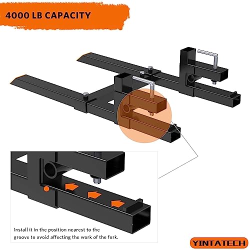 YINTATECH 60" 4000 lbs Clamp on Pallet Forks Heavy Duty Bucket Attachment - color: Black