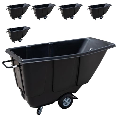 Tilt Dump Truck Trash Cart, 1/2–1 Cubic Yard Capacity, 450 lbs Heavy Duty Dump Cart with Wheels & Casters for Construction, Warehouse & Industrial Material Handling (6-Pack) - size: 6PC