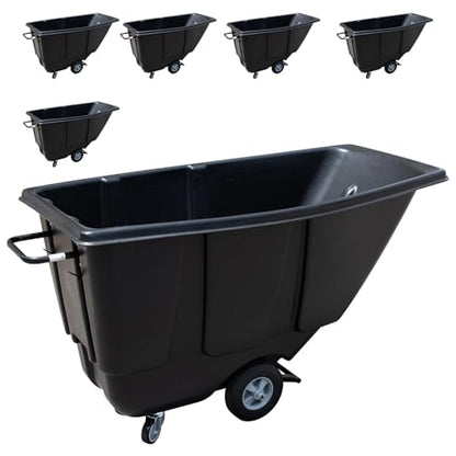 Tilt Dump Truck Trash Cart, 1/2–1 Cubic Yard Capacity, 450 lbs Heavy Duty Dump Cart with Wheels & Casters for Construction, Warehouse & Industrial Material Handling (6-Pack) - size: 6PC
