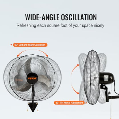 VEVOR Wall Mount Fan, 2 PCS 18 inch Oscillating, 3-speed High Velocity Max. 4000 CFM Industrial Wall Fan for Indoor, Commercial, Residential, Warehouse, Greenhouse, Workshop, Basement, Garage,Black - size: 18 Inch 2 Pack, style: Oscillating