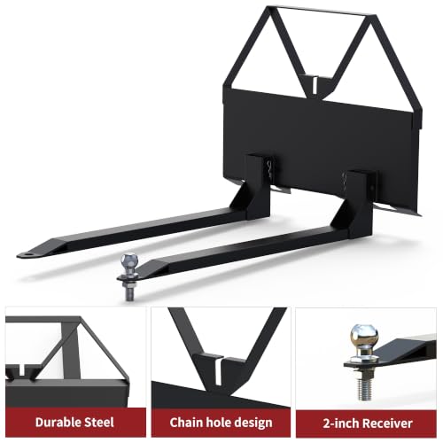 YITAMOTOR 46" 2000lbs Skid Steer Pallet Fork Attachment & 1-7/8" Ball