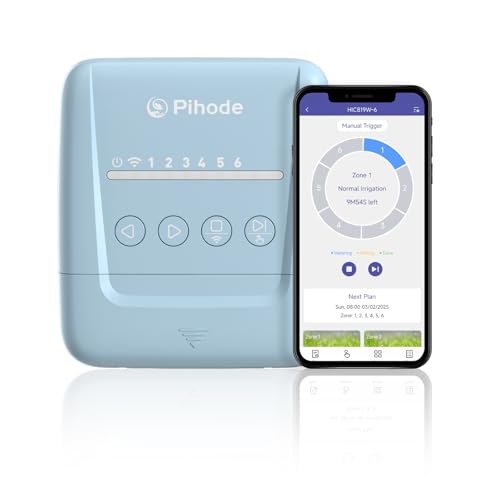 6 Zone Smart Sprinkler Controller with Local Weather Intelligence and Atmosphere Lights, Automated Watering and App Control WiFi Irrigation System, Save Water Through Rain Skip - size: 6 Zone