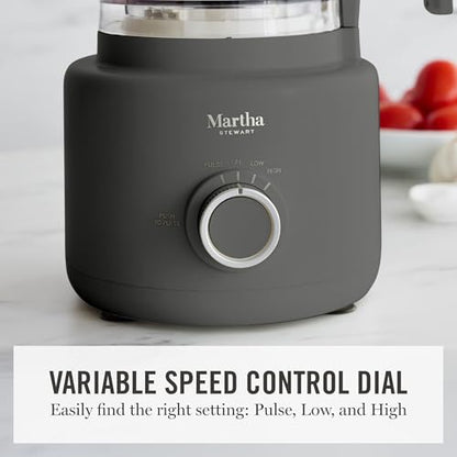 Martha Stewart 10 Cup Food Processor & Electric Chopper, One Touch Pulse - color: Caviar Gray