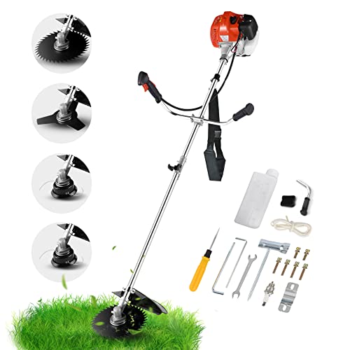 Weed Wacker String Trimmer, 58cc Cordless Grass Gas Powered Weed Wacker 4-in-1 Straight Shaft String Trimmer Brush Cutter with 4 Detachable Head(2023 Update Orange)