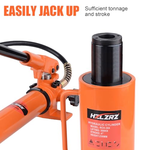 HZLZRZ 30T Hydraulic Cylinder Jack Hollow Single Acting Hydraulic Ram Cylinder, Hydraulic Lifting Cylinders 4"(101mm) and Porta Power Kit (RCH-304) - style: RCH-304