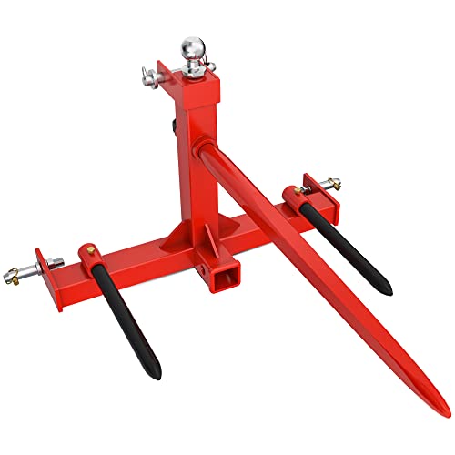 YINTATECH 49" 3 Point Hay Spear for Tractor CAT 1 with 2 Stabilizers Spear