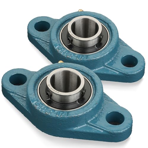 1 Pcs UCFL205-16 Pillow Block Bearing, 1" Bore, 2-Bolt Flanged Mounted Bearings Set Screw Locking, Solid Cast Iron Base Self Alignment - size: UCFL205-16 1" Bore