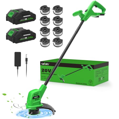 Cordless Weed Wacker 20V, Battery Powered String Trimmer, 10-Inch - color: Dark green