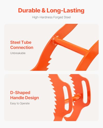 VEVOR 36in Log Lifting Tongs 4 Claw Solid Steel Log Grapple Swivel Tools - size: 36in, style: 4 Serrated Claw