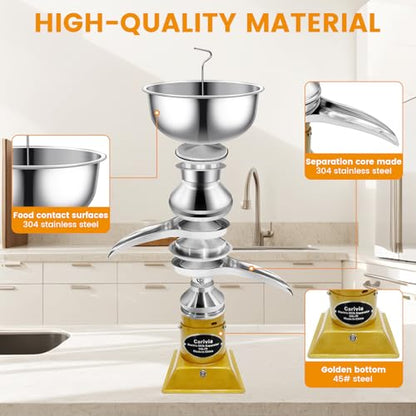 Milk Cream Centrifugal Separator, 304 Stainless Steel Electric Cow Milk Separator, 50L/H Goat Cow Cream Separator, 10500RPM Creams Maker Separator with 5L Bowl Capacity for Fresh Goat Cow Milk