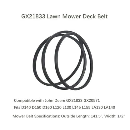 197253 429636 Mower Deck Belt Replace Craftsman Poulan AYP 532197253 197253 5 429636 532429636 for John Deere M84136 Ariens 21546422, 21547025 Lawn Mower 42'' Deck Drive Belt (1/2" x 101") - size: 1/2" x 101"