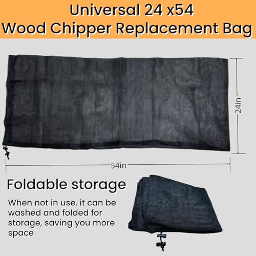 24 x60 Wood Chipper Replacement Bag，Reusable Chipper Shredder Bag,Large Capacity Adjustable Opening (24 x60) - size: 24 x60