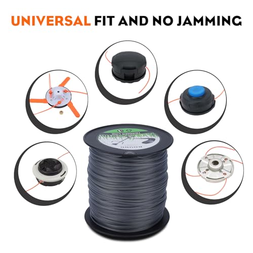 Hipa 5 Pound 095 Trimmer Line Heavy Duty 2.4 mm/.095" Weed Eater String for Echo SRM225 SRM210 SRM230 Sthil FS38 FS55R FS80 FS85 Husquavarna 128ld 223l Troybilt TB22 Brushcutter Electric 0.095 Round - size: 5 pound 095''