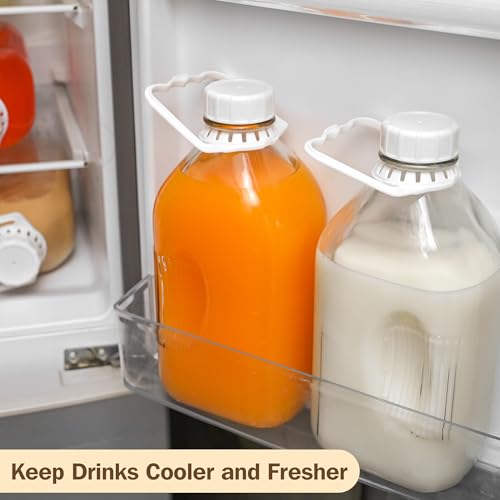 KMIGRUAN 64oz Glass Milk Bottle with Lid, 4 Pack 2QT Glass Milk Container - style: 4Pack