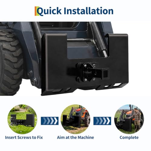 Garvee 3/8" Skid Steer Attachment Plate, 2" Removable Receiver, Black - color: Black