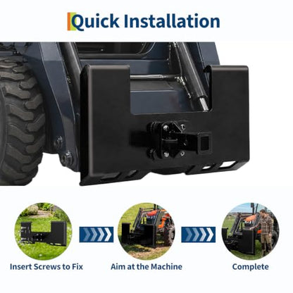 Garvee 3/8" Skid Steer Attachment Plate, 2" Removable Receiver, Black - color: Black