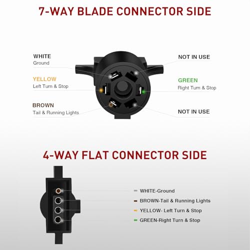 Nilight 7 Way to 4-Way Flat Blade Trailer Adapter - color: 7Pin to 4Pin Trailer Adapter
