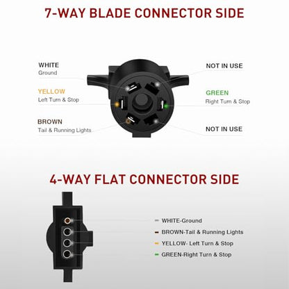 Nilight 7 Way to 4-Way Flat Blade Trailer Adapter - color: 7Pin to 4Pin Trailer Adapter