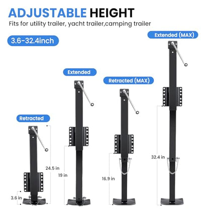 8000 lbs Trailer Jack, 20-24V Drill Compatible, Heavy Duty - color: Black