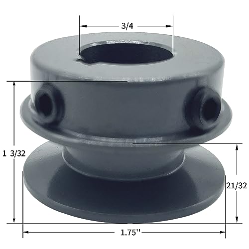 AK17-3/4 v Belt Pulley, 1.75 inch OD, 3/4 Inner Bore, cast Iron Material, AK Single Groove Motor Pulley for “A” or "4L" or "3L" Belts - size: 1.75 inch OD, 3/4 Inner Bore, style: 1 Groove
