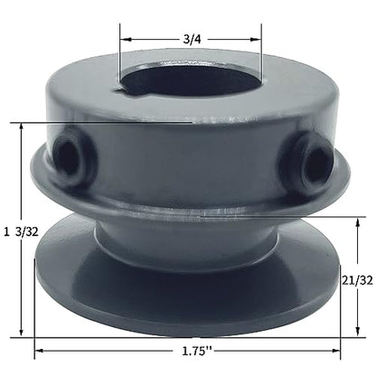 AK17-3/4 v Belt Pulley, 1.75 inch OD, 3/4 Inner Bore, cast Iron Material, AK Single Groove Motor Pulley for “A” or "4L" or "3L" Belts - size: 1.75 inch OD, 3/4 Inner Bore, style: 1 Groove