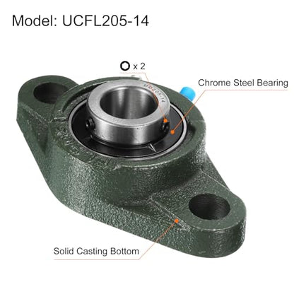 uxcell 2pcs UCFL205-14 Pillow Block Bearings 7/8 in Bore Self Alignment - size: UCFL205-14