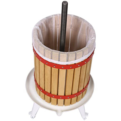 4.75 Gallon Fruit Wine Press, Apple&Grape&Berries Crusher Manual Juice Maker for Kitchen, Solid Wood Basket with 8 Blocks Heavy Duty Cider Wine Making Press