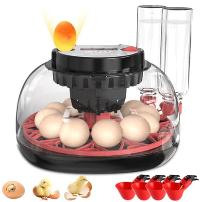 12 Egg Incubator with Auto Turner, Built-in Candler & Humidity Display - size: 12 Egg