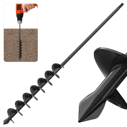 Insaga Auger Drill Bit for Planting 2″ x 32″– Heavy Duty Carbon Steel Spiral Garden Auger for Drill, 3/8″ Hex Drive Plant Auger for Bulbs & Seedlings – 32″ Long Reach Reduces Bending - size: 2″ x 32″