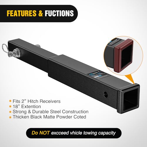 Nilight Trailer Hitch Extender 18" fits 2 Inch Receiver 3500 lbs GTW - color: 2" Hitch Extender 18"
