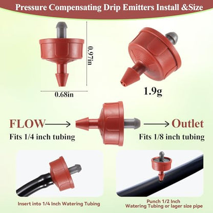 0.75 GPH Pressure Compensating Irrigation Spot Drippers,60Pcs - color: 0.75 GPH 60PCS