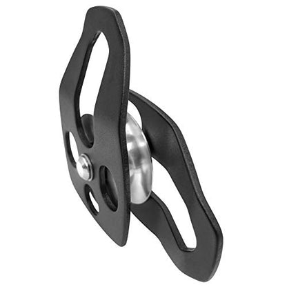 GM CLIMBING Large Rescue Pulley 32kN Single Sheave with Swing Plate CE UIAA Certified - color: Black | 1 Pack