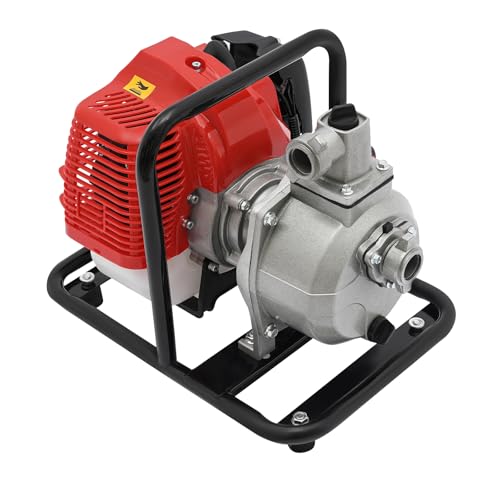 1.7HP 43CC Gasoline Engine Water Pump, 2-Stroke Portable High Flow Petrol Trash Water Transfer Pump Garden Irrigation High Performance Engine Garden Pump with 35.66gal/ min,1" Inlet/Outlet Diameter - color: 1.7hp 43cc
