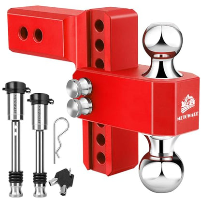 METOWARE Aluminum Adjustable Trailer Hitch, Fits 2.5'' Receiver, 6'' Drop - color: Red, size: 6'' Drop