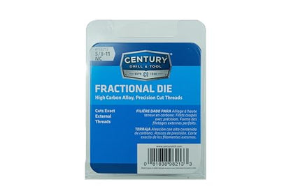 Century Drill & Tool 98213 Fractional Die, 5/8-11 NC - size: 5/8-11 NC