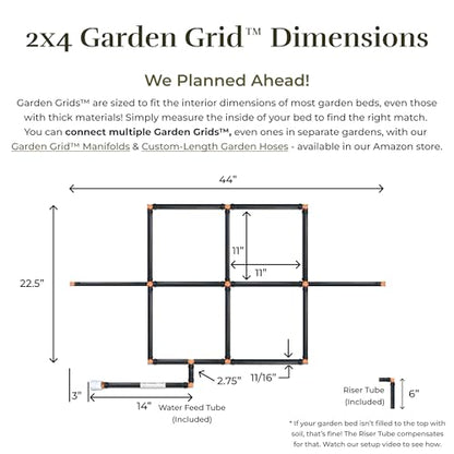 Garden Grid 2x4 | Irrigation System for Garden Beds | Prebuilt, Cornerless - size: 2x4, style: Cornerless