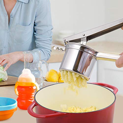 Potato Ricer 15oz, Heavy Duty Stainless Steel Potato Masher and Ricer for Mashed Potatoes,with 3 Interchangeable Discs, Potato Press Kitchen Tool for Mashed
