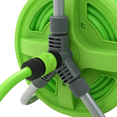 Retractable Garden Water Hose Reel 65.6ft PVC Hose with 6.6ft Lead-in Hose, Wall-Mounted Irrigation System with Spray Nozzle, Adjustable Flow for Lawn, Patio and Car Cleaning