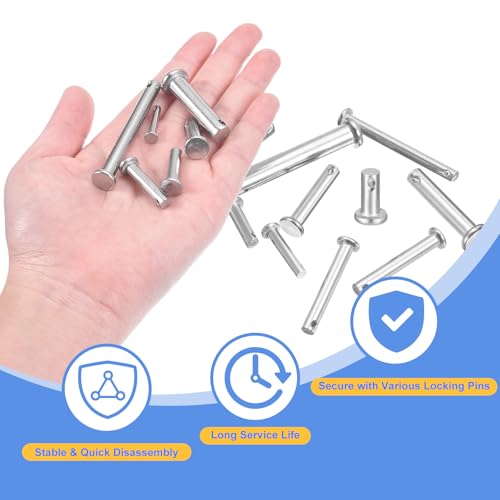 uxcell 4Pcs 3/8" x 2-3/8" Single Hole Clevis Pins, 304 Stainless Steel Flat Head Clevis Pins Hitch Pin for Trailer Latch, Mechanics Repair, Furniture Installation, Industrial Equipment - size: 3/8" x 2-3/8"