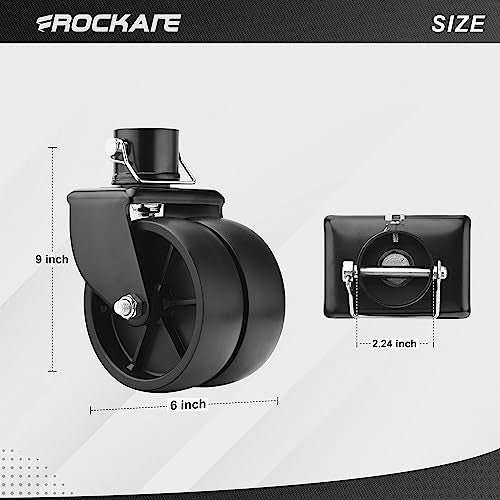 Rockane Dual 6'' Black Trailer Jack Swivel Caster Wheel Replacement 2000Lbs - size: 2000LBS