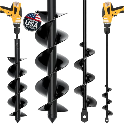 2 Pack Garden Auger Drill Bit for Planting 1.6x16 & 3.5x16 Inch | Umbrellas and Fences Auger Post Hole Digger for Gardening and Spiral Bulb Planter Tool – 3/8 Inch Hex Drive Compatible - size: 1.6 x 16 Inch + 3.5 x 16 Inch (2 Pack)