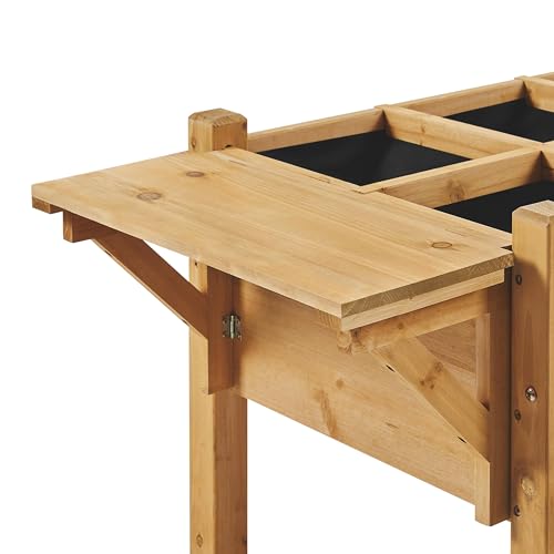 Yaheetech Herb Garden Planter Outdoor Wood Standing Garden Bed,Light Brown - color: Light Brown