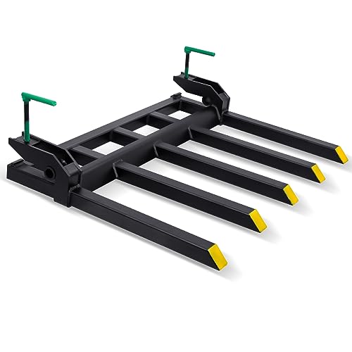 Clamp on Debris Forks for 48" Tractor Bucket, 2500 lbs Capacity 5 Tines Heavy Duty Pallet Forks for Skid Steer Loader Tractor