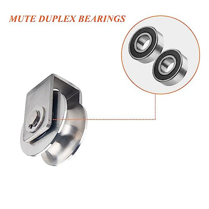Stainless Steel U Groove Wheel Heavy Duty Caster Rigid Track Wheel Pulley Sliding Gate Rollers with Bracket for Sliding Gate, Rolling Gate, Inverted Track, Industrial Machines - size: 2pc 2inU