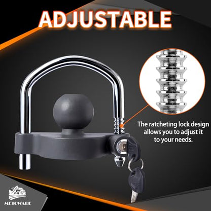 METOWARE Trailer Coupler Lock, Fit 1-7/8", 2", 2-5/16" Coupler, Grey - color: Grey Matte, size: 1 PACK