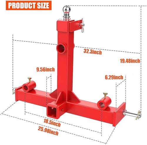 3 Point Hitch Attachment, 3pt Quick Trailer Hitch 2" Receiver Category 1